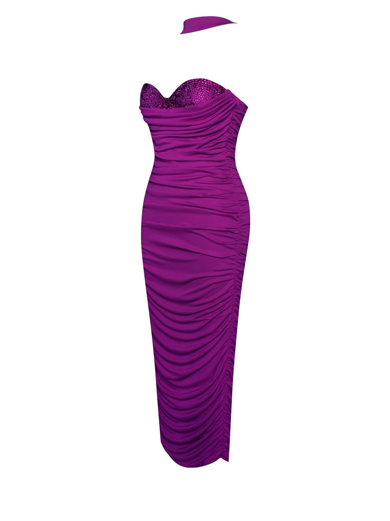 Chic Strapless Ruched Mesh Dress