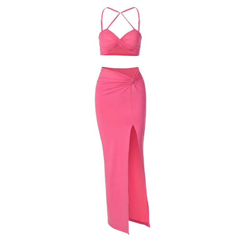 Fashion Sling Slim Slit Skirt Set
