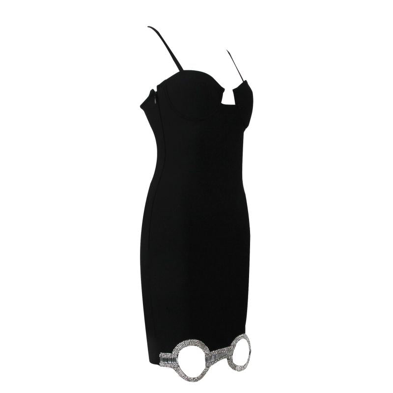 Crystal-Embellished Cutout Mini Bandage Dress