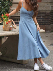 Smocked Sweetheart Neck Midi Cami Dress