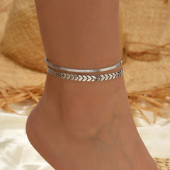 Chain Snake Bones Anklet Two-piece Set