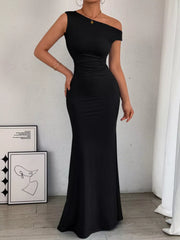 One-Shoulder Ruched Bodycon Maxi Dress