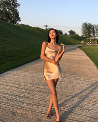 Champagne Banquet Dress Split Suspender Skirt