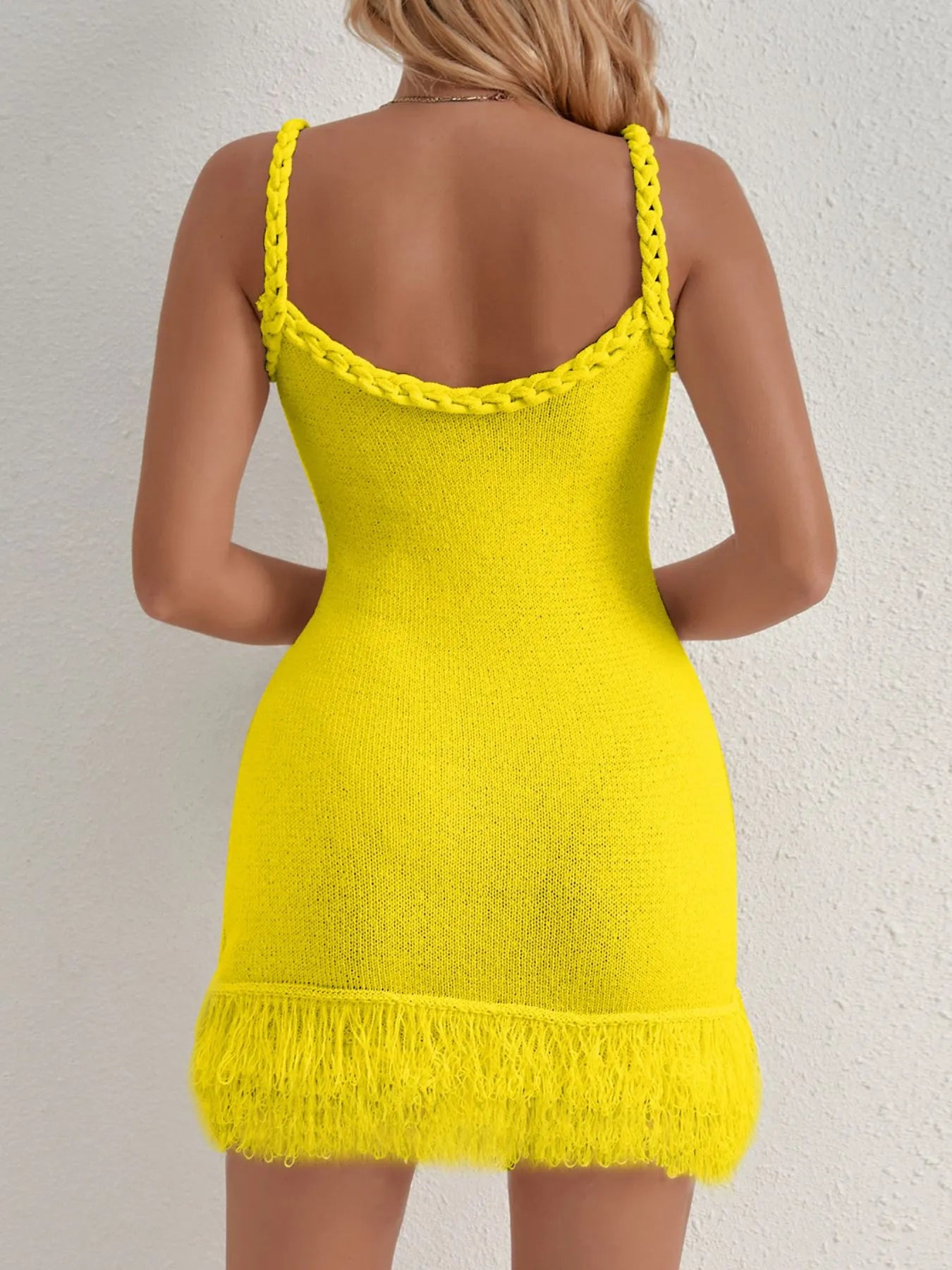 Fringe Hem Knit Cami Dress