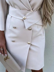 Double-Breasted Lapel Collar Longline Blazer