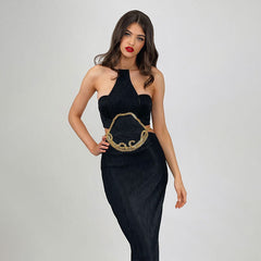Sahana Halter Cutout Black Dress