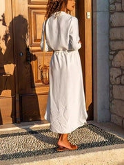 Button-Front Belted Shirt Dress