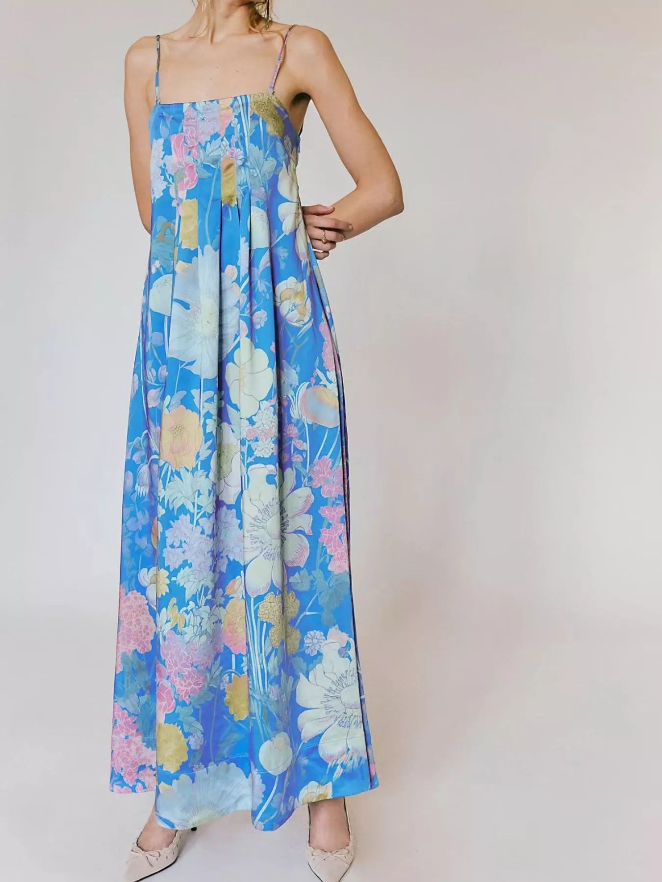 Floral Print Sleeveless Maxi Dress