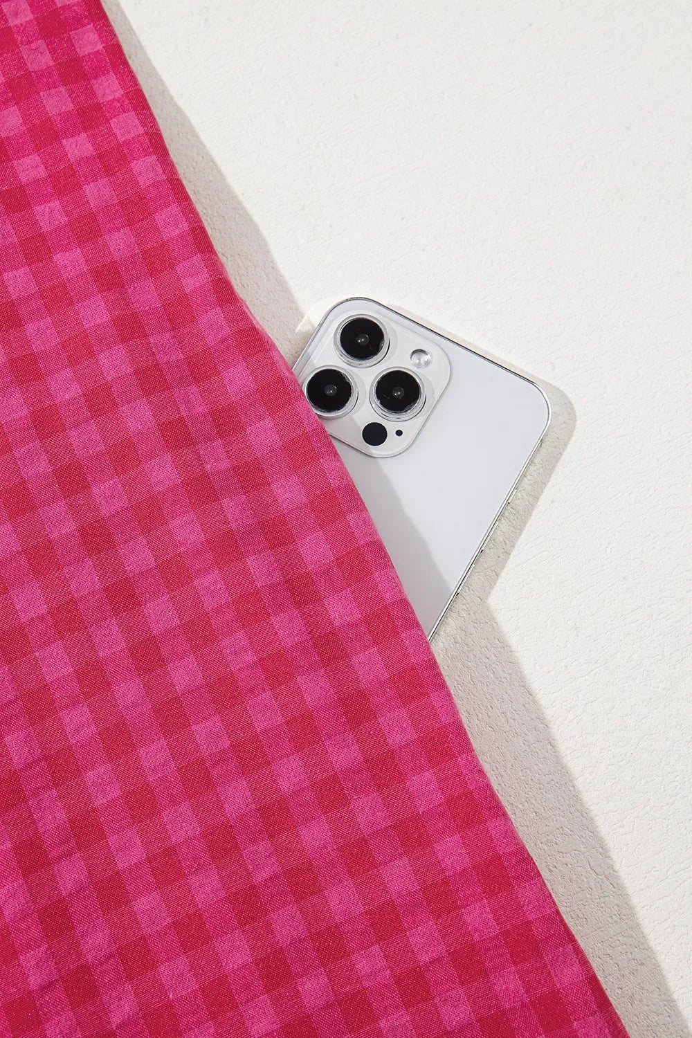 SYNZ Gingham Check Bubble Sleeve Ruffled Maxi Dress