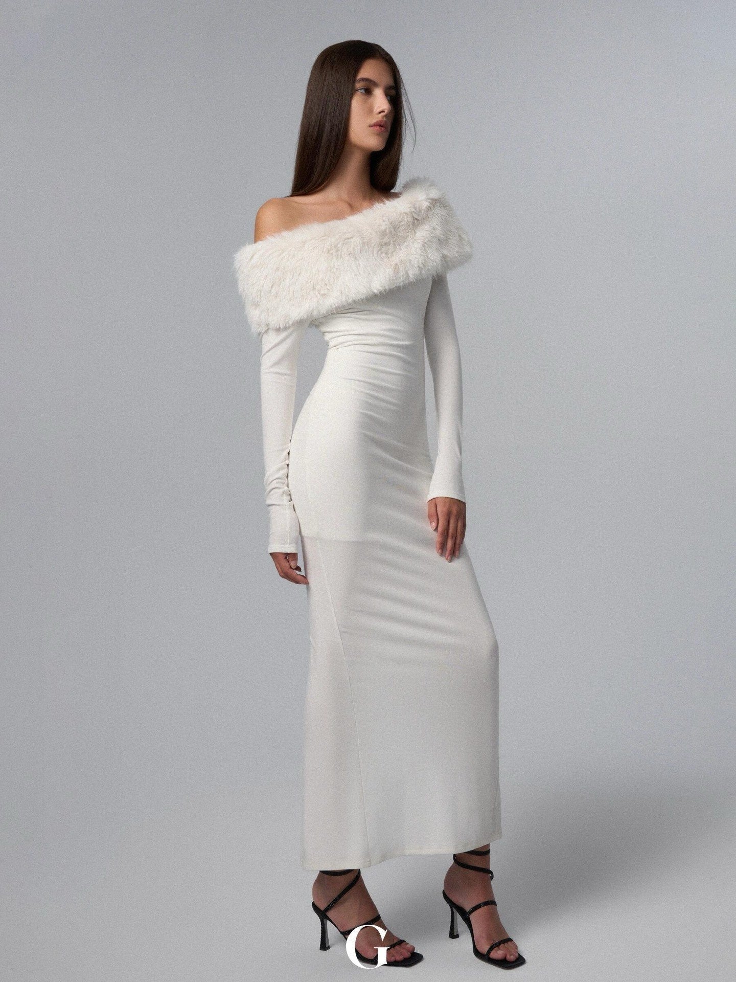 Nalana Strapless White Maxi Dress
