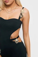 Alyia Suspender Waist Split Skirt Dress