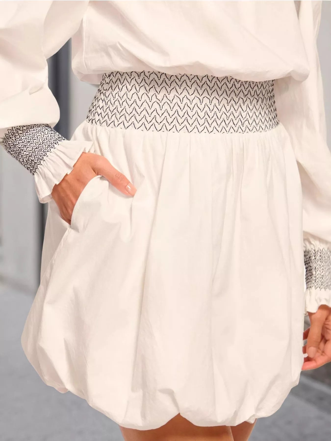 Off-Shoulder Bubble Hem Mini Dress