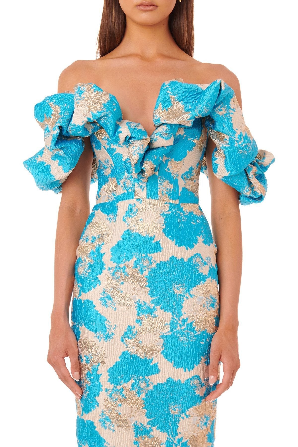 Jacquard V-neck Wedding Strapless Dress