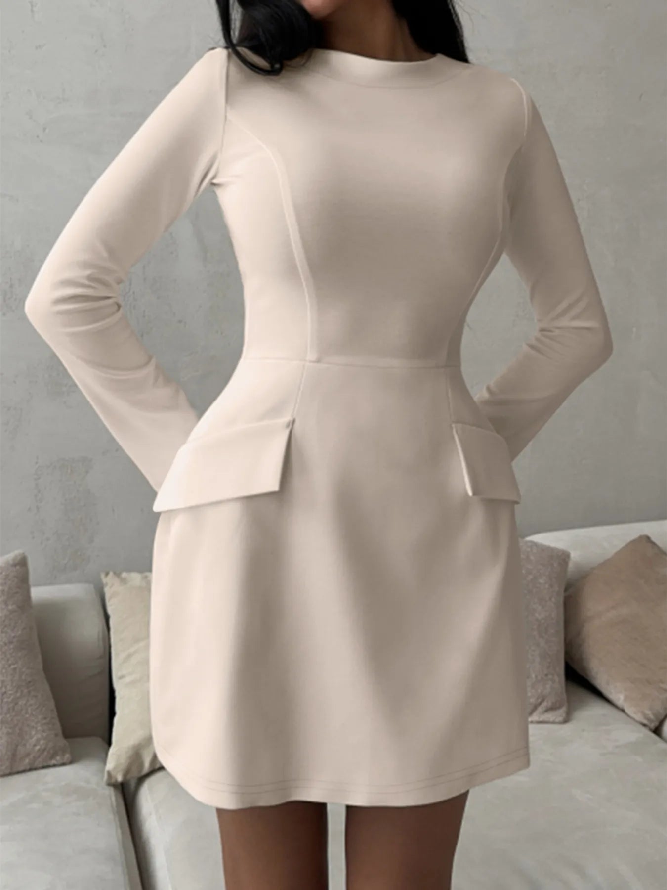 Long Sleeve Bodycon Mini Dress with Pockets