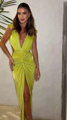 V Neck Backless Evening Cocktail Dress