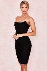 CHIC ELEGANT CORSET MINI DRESS-BLACK