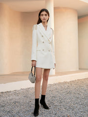 Double-Breasted Woolen Suit Dress