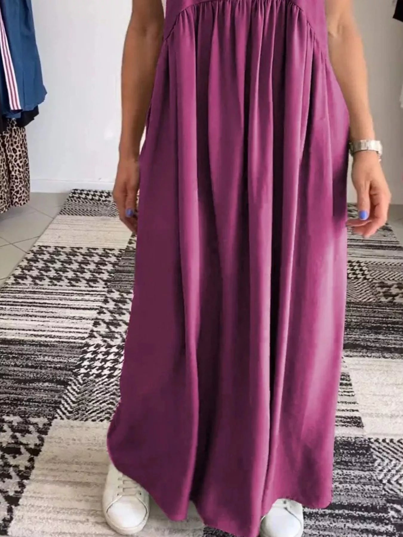 Full Size Ruched Wide Strap Overall Maxi Dress Plus Size