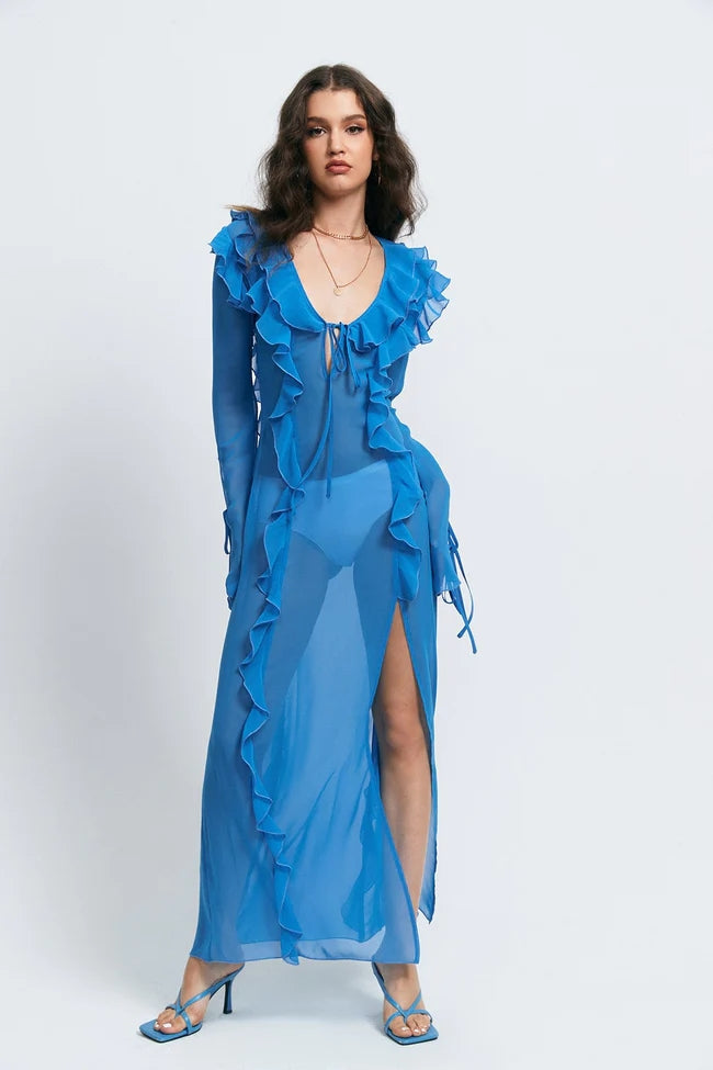 V -neck Open Fork Dress