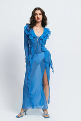 V -neck Open Fork Dress