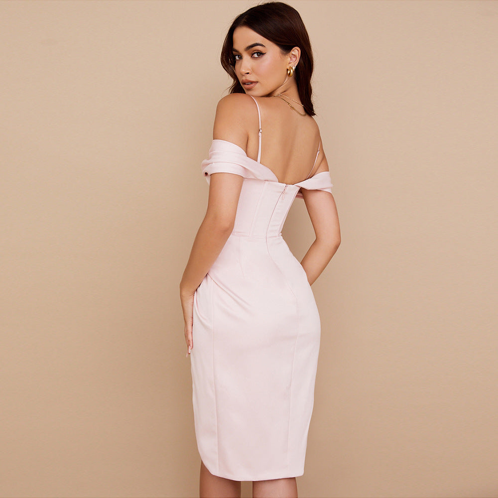 Egarika Off-shoulder Split Sling Dress
