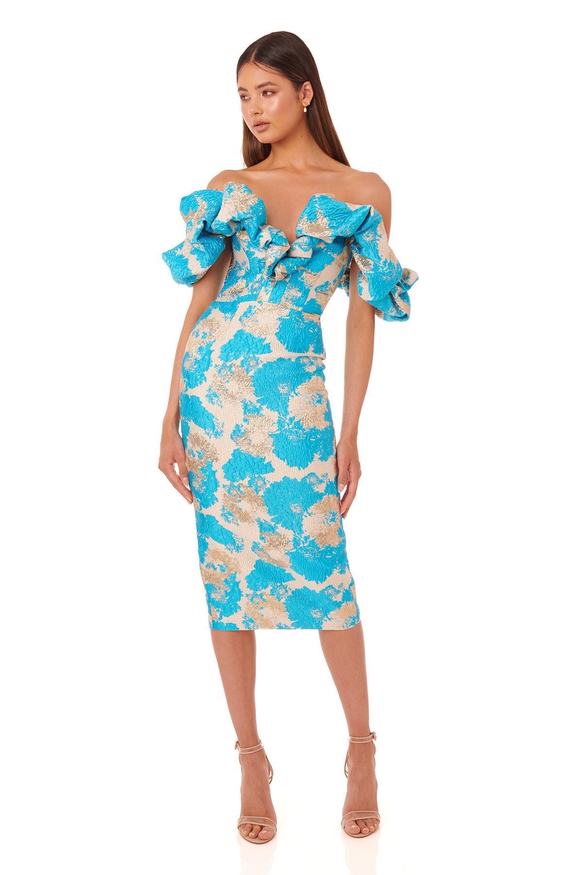 Jacquard V-neck Wedding Strapless Dress