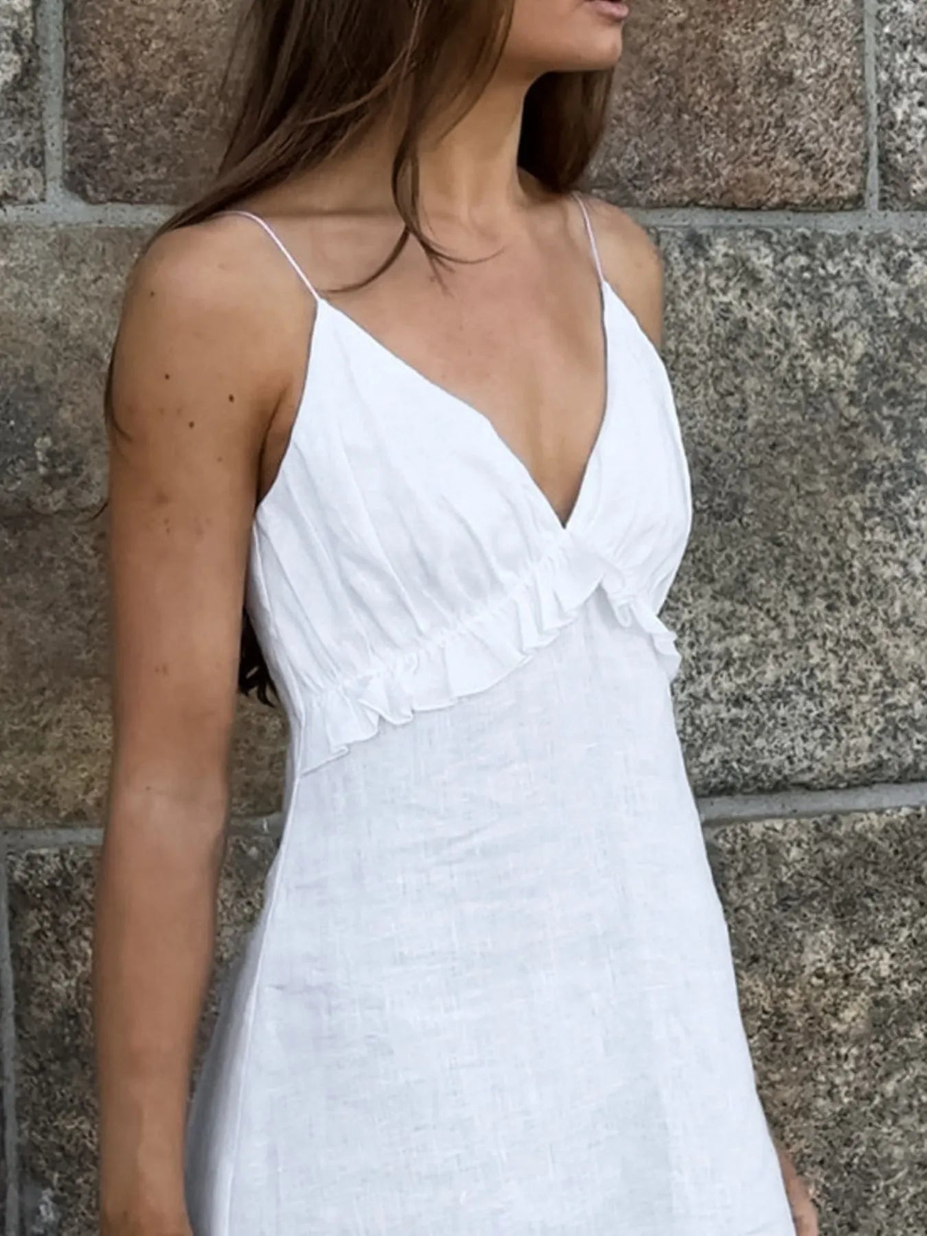 Ruffled V-Neck Maxi Dress