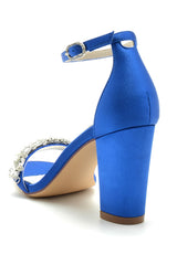 Royal Blue Rhinestone Ankle Straps Prom Sandals
