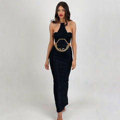 Sahana Halter Cutout Black Dress