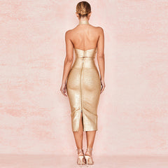 Elegant Golden celebrity dress
