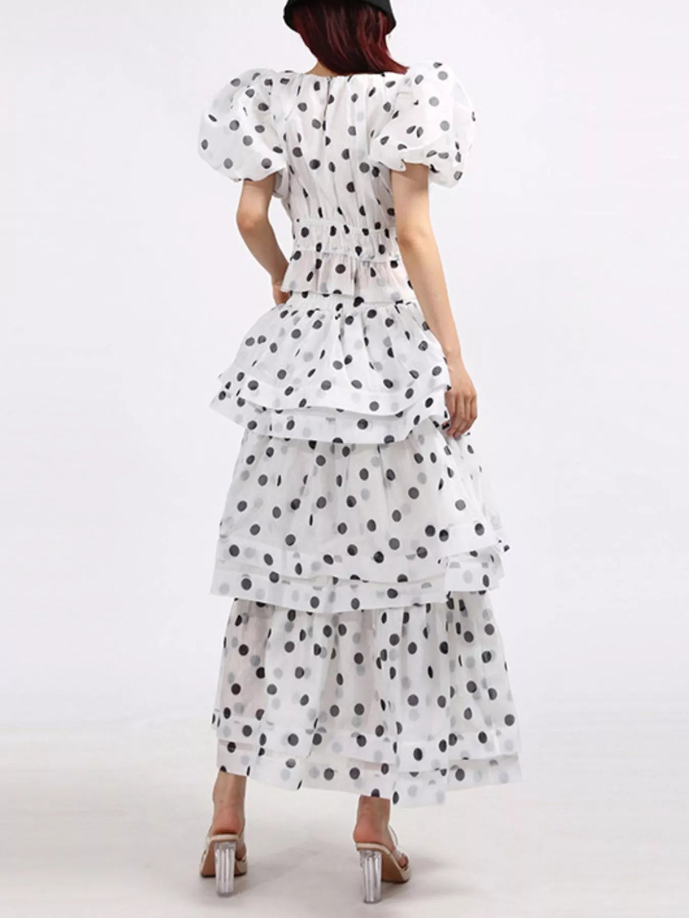 Polka Dot Puff Sleeve Top and Skirt Set