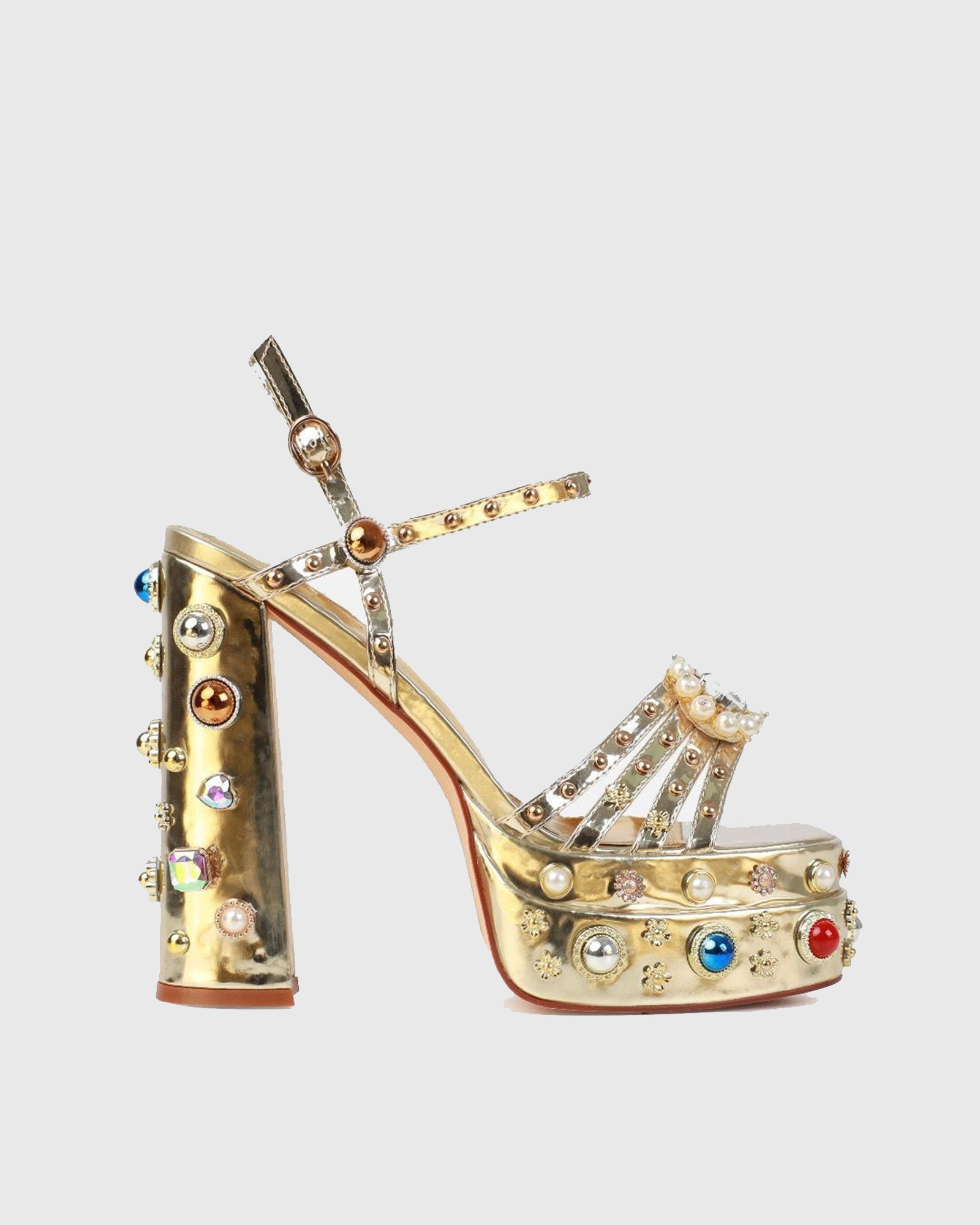 Armida Vintage Diamond Platform Sandals In Gold