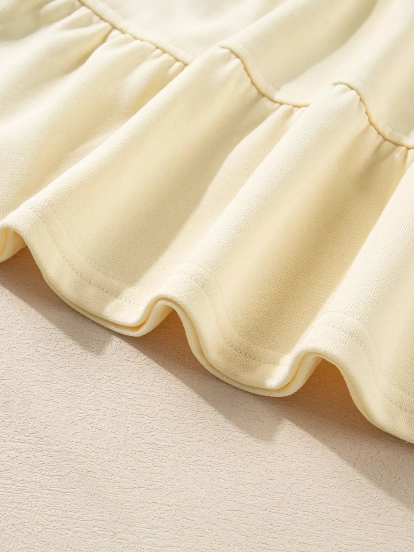 Double Tiered Ruffle Hem Long Sleeve Loose Mini Dress