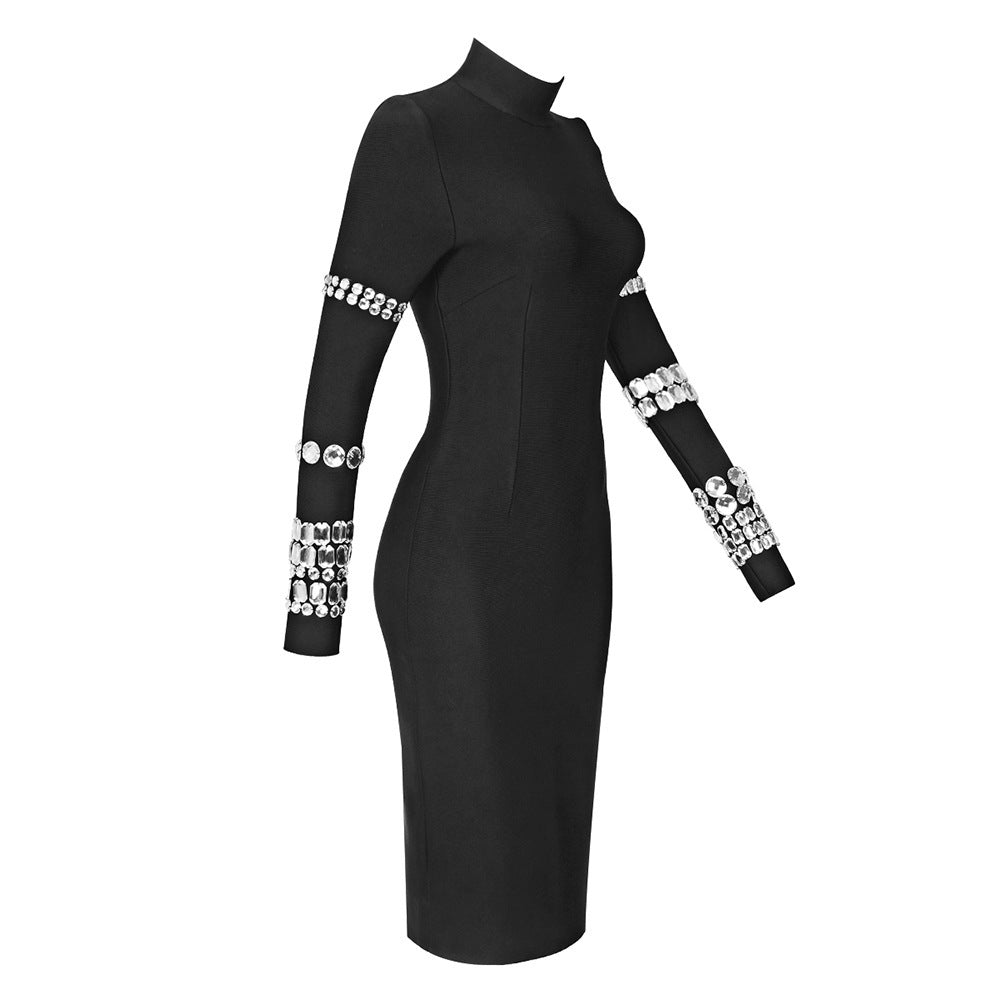 Charming Black Diamond Bandage Dress