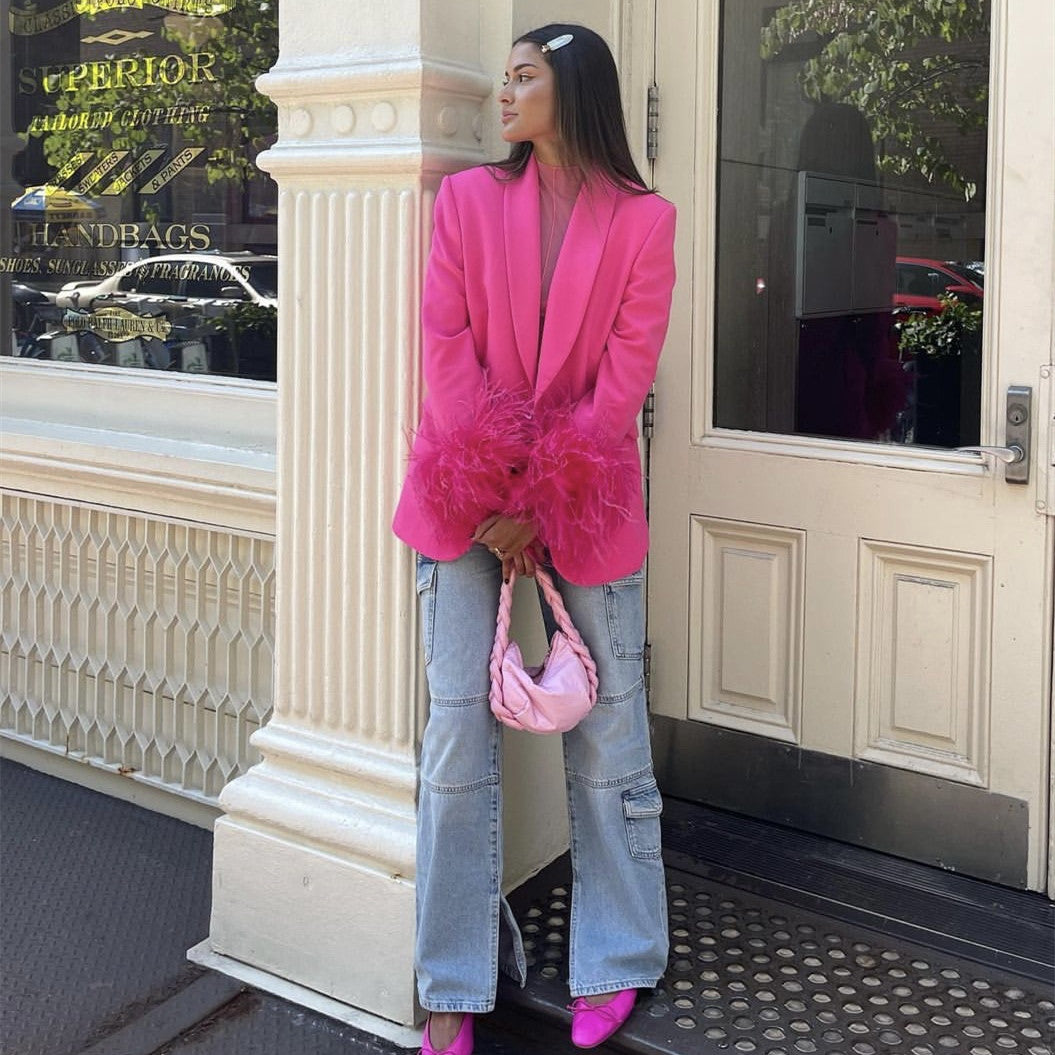 Eric Feather Decorated Suit Jacket