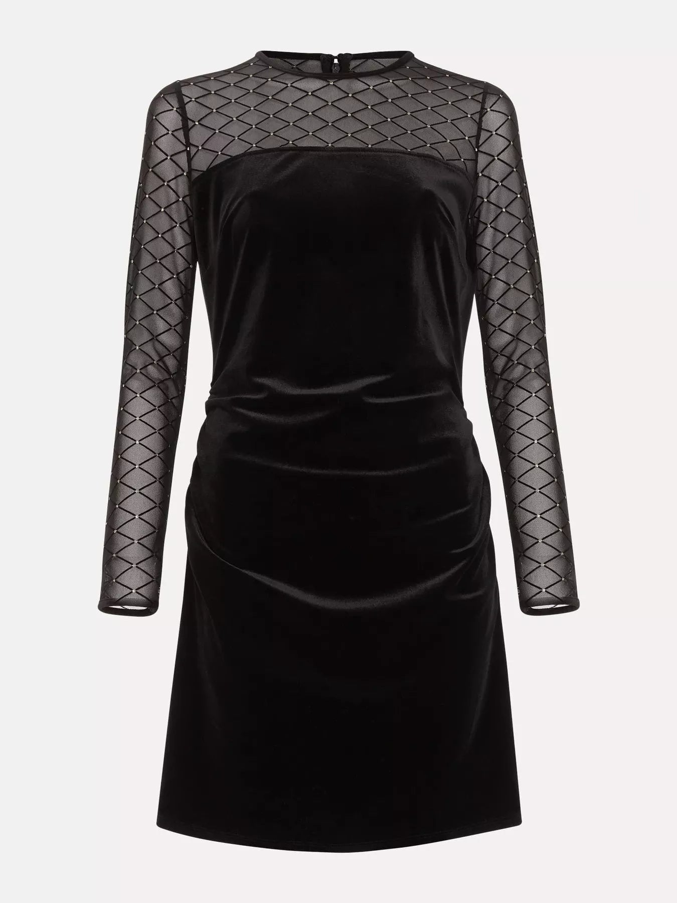 Sparkle Mesh Sleeve Velvet Christmas Party Mini Dress