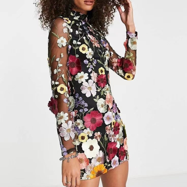 Multi Dime Flower Sheath Dress