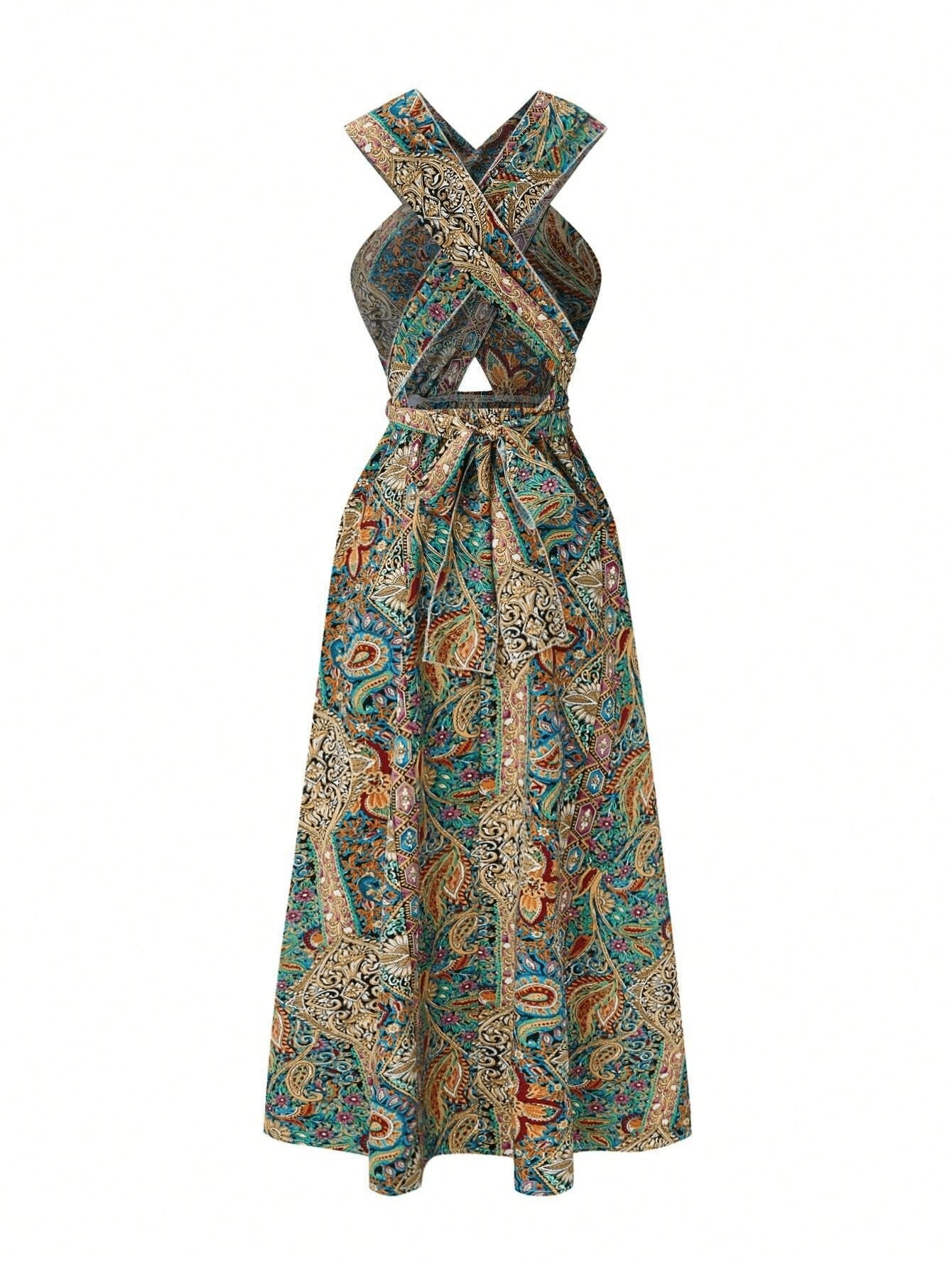 Yellana Halter Neck Slit Maxi Vacation dress