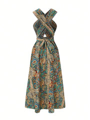 Yellana Halter Neck Slit Maxi Vacation dress
