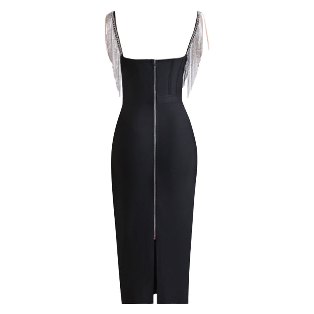 Diamond Tassel Tight Bandage Evening Dress