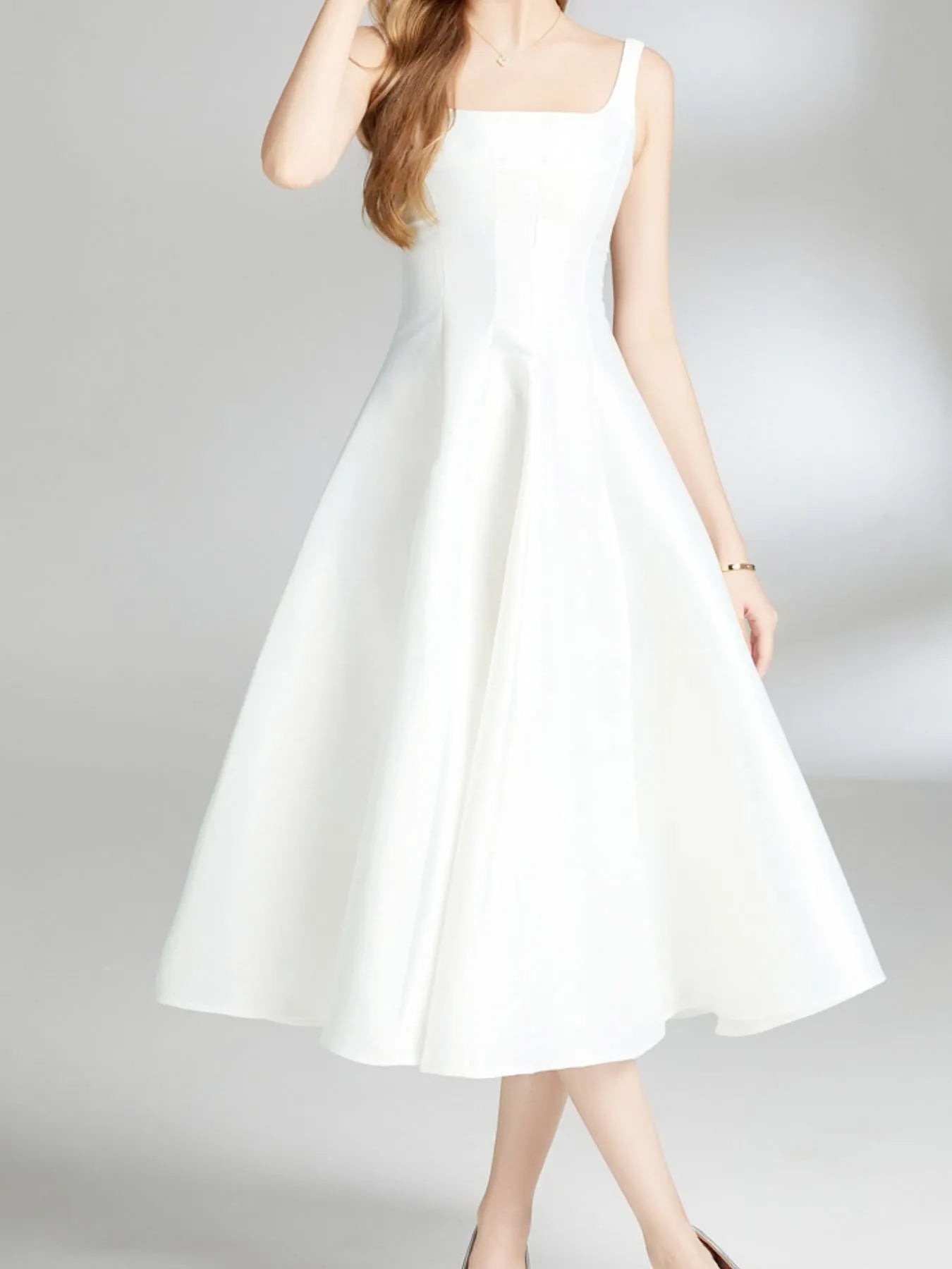 A-Line Silhouette Midi Sleeveless Dress