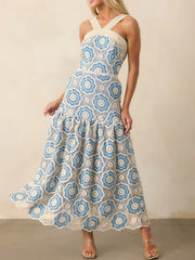 Lace Sleeveless Tiered Midi Dress