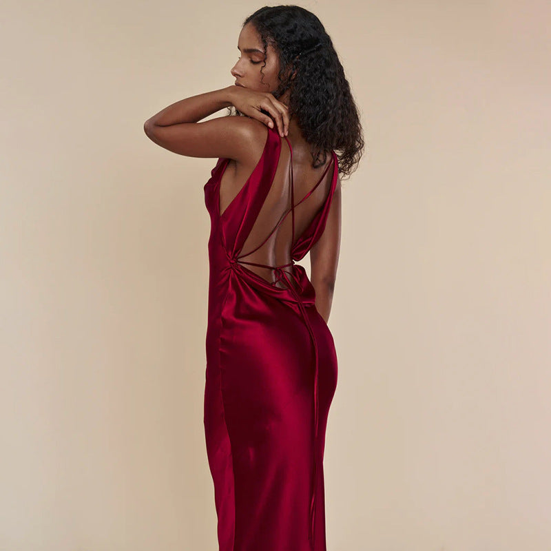 Backless Evening Lace Up Long Dress