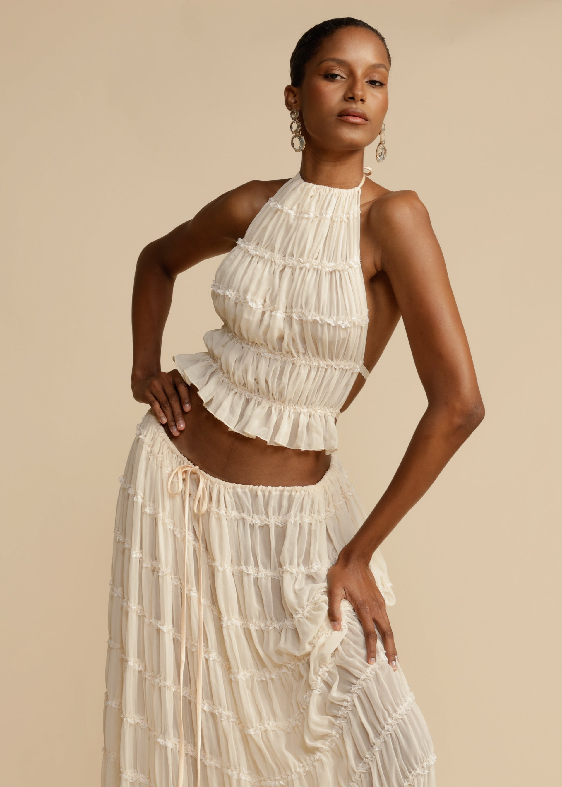 Chic Aurora Skirt and Halter Top Ensemble