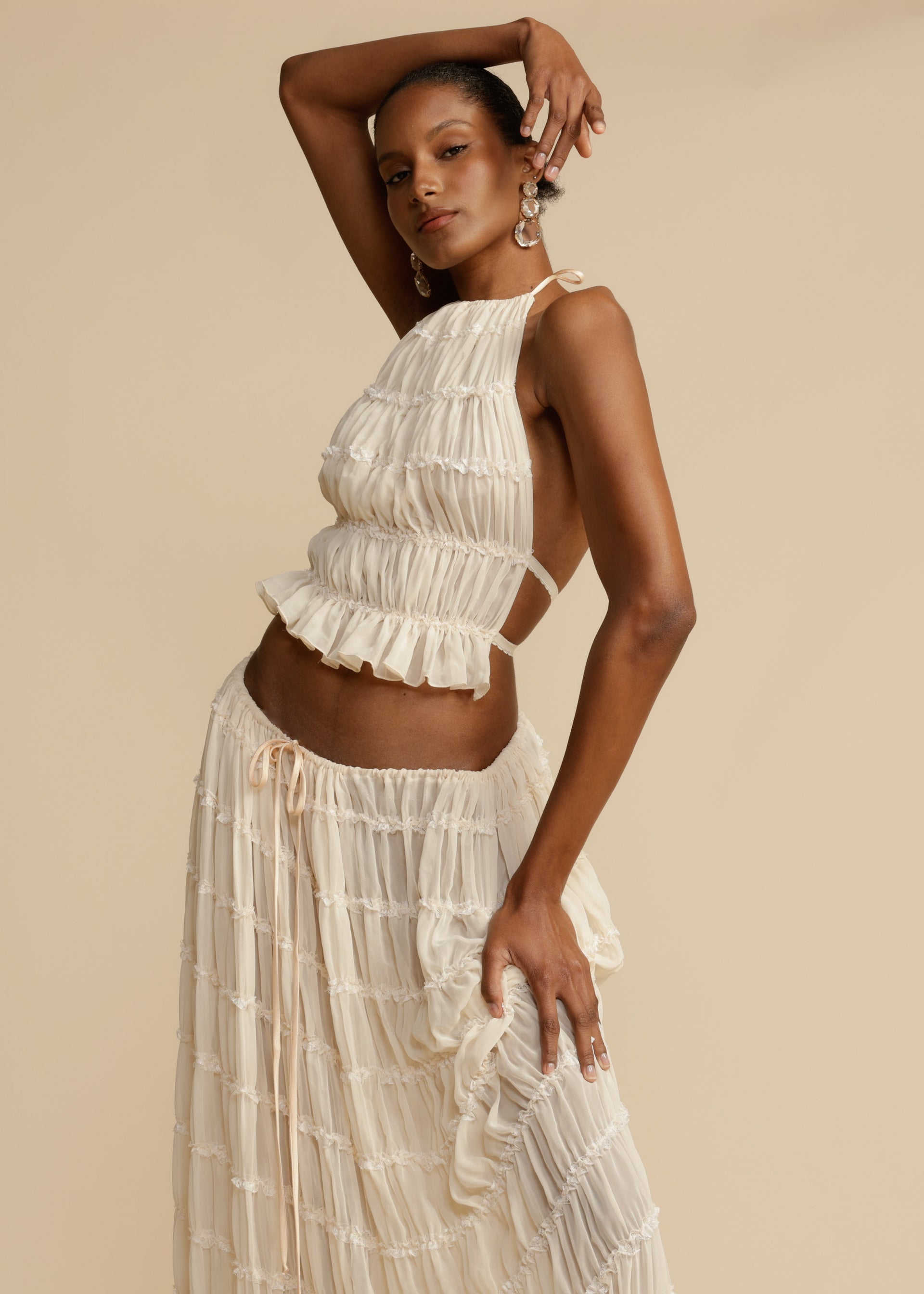 Chic Aurora Skirt and Halter Top Ensemble