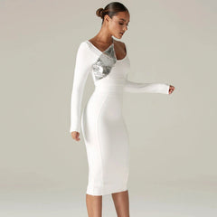 Elegant Sequin Long Sleeve Bandage Dress