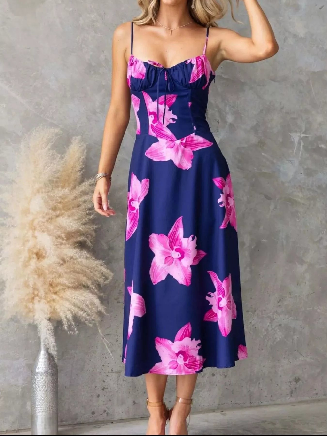 Floral Print Midi Cami Dress