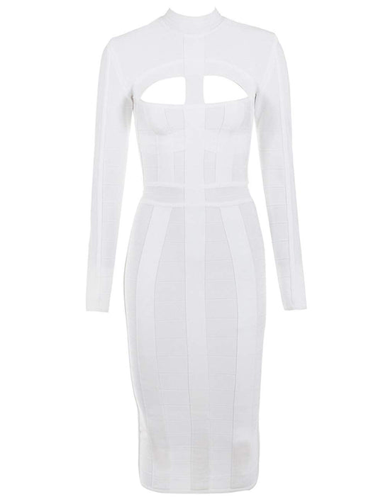 Cut-Out Long Sleeves Party Bandage Clubwear Midi Dress
