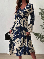 Long Sleeve Printed Midi Dress