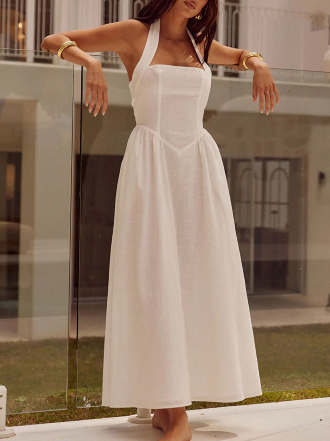 Alera Halter Neck Maxi Dress with Pockets